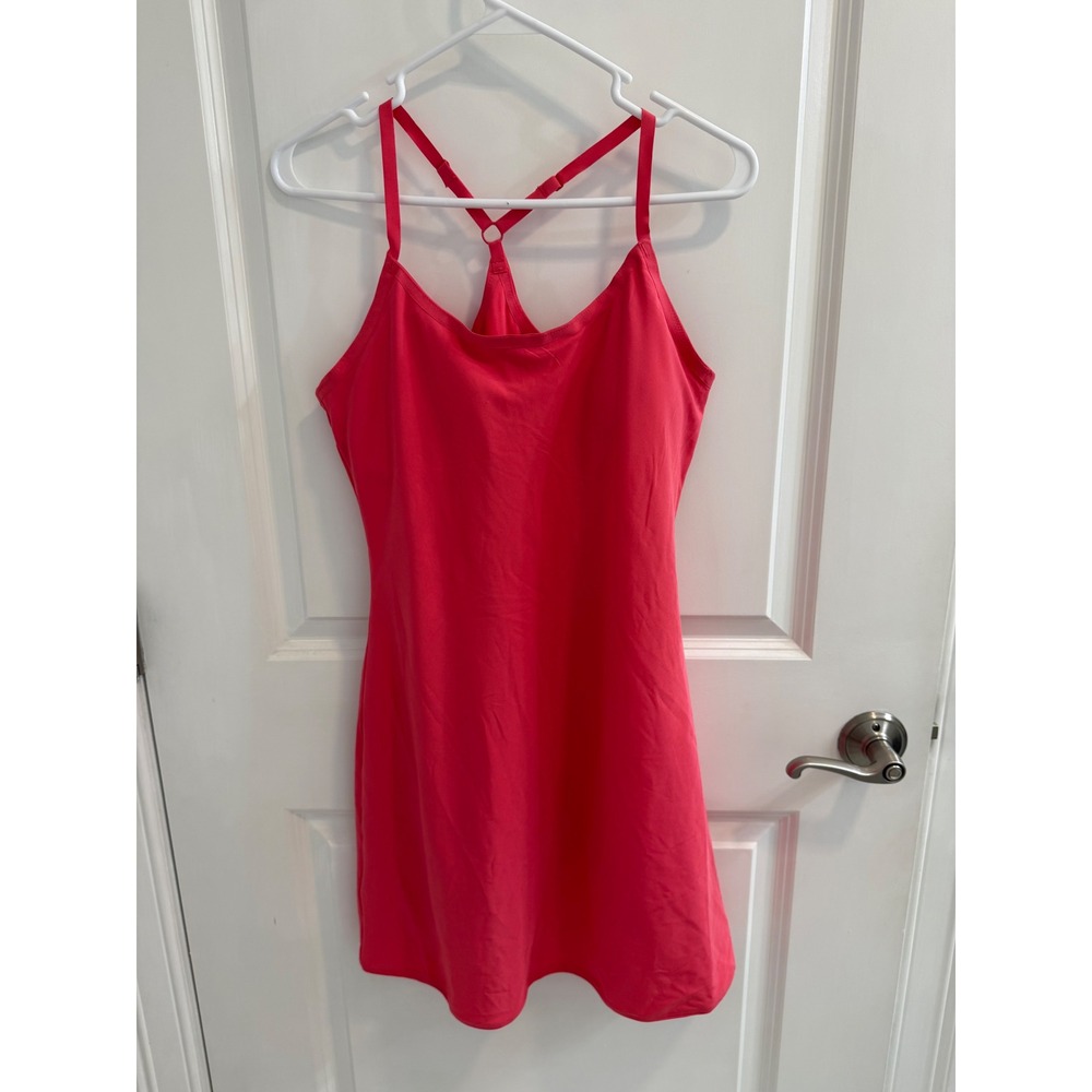 Outdoor Voices Exercise Dress Coral Pink Built-in Shorts Pockets Racerback